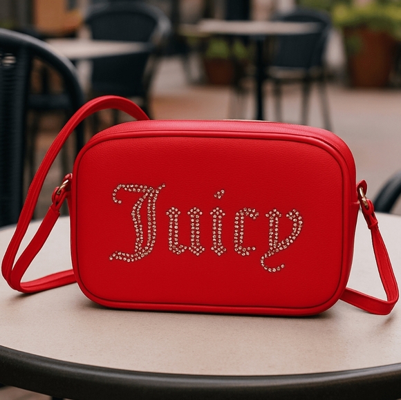 New! Juicy Couture “Juicy” Red Rhinestone Crossbody | Y2K Iconic Bag - Picture 3 of 12